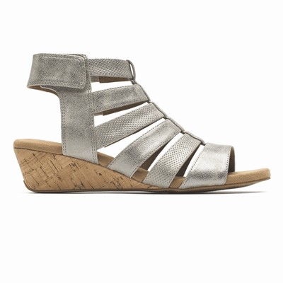 Cunhas Rockport Calia Gladiator Mid Mulher Prateadas PT-06435